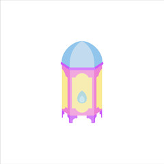 flat isolated colorful ramadan kareem and eid mubarak lantern, pastel color, illustration and background vector
