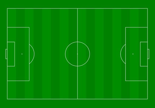 football field is green.top view with symbols and lines.for playing women's and men's football.soccer with ball feet. vector image.