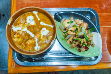Massaman curry and stir fried vegetables