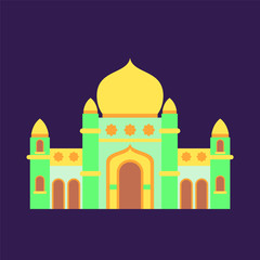 islamic mosque isolated flat design with pastel colorful,vector illustration mosque for ramadan kareem and eid mubarak,