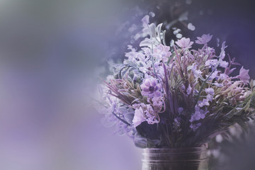 Beautiful flowers vase on the desk