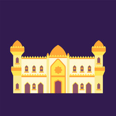 islamic mosque isolated flat design with pastel colorful,vector illustration mosque for ramadan kareem and eid mubarak,