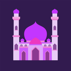 islamic mosque isolated flat design with pastel colorful,vector illustration mosque for ramadan kareem and eid mubarak,