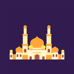 islamic mosque isolated flat design with pastel colorful,vector illustration mosque for ramadan kareem and eid mubarak,