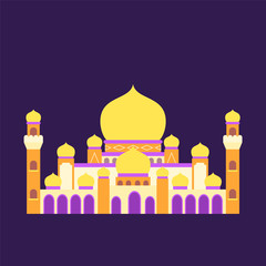 islamic mosque isolated flat design with pastel colorful,vector illustration mosque for ramadan kareem and eid mubarak,
