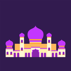 islamic mosque isolated flat design with pastel colorful,vector illustration mosque for ramadan kareem and eid mubarak,