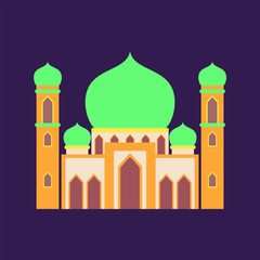 islamic mosque isolated flat design with pastel colorful,vector illustration mosque for ramadan kareem and eid mubarak,