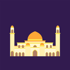 islamic mosque isolated flat design with pastel colorful,vector illustration mosque for ramadan kareem and eid mubarak,