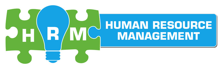 HRM - Human Resource Management Green Blue Bulb Puzzle Horizontal 
