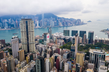  Drone fly over Hong Kong city