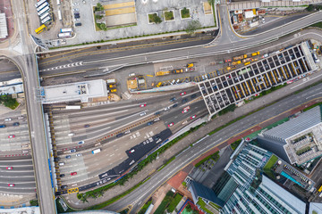  Top view of Cross harbor tunnel in Hong Kong