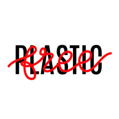 Plastic free. Vector typography slogan