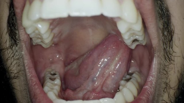 	man's throat from the inside close up