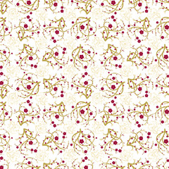 Plum blossom flower background. Seamless pattern. Vector. 梅の花パターン