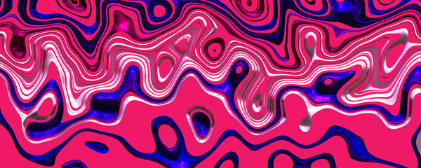 Wavy blue pink vibrant liquid background