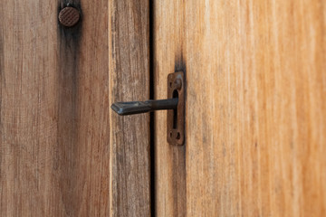 old wooden door and old door handle