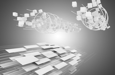 abstract space construction background.fantasy concept. 3d illustration