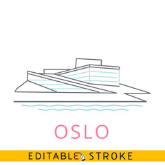 Norway, Oslo Opera House. Easy editable stroke line icon. - obrazy, fototapety, plakaty
