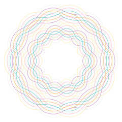 Circle Guilloch in vector, circle border frame, round lace contour isolated on white background, abstract round frame from thin lines