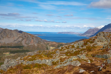 Landscape with mountains and clouds in Northern Norway