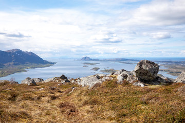Fototapeta na wymiar Landscape with mountains and clouds in Northern Norway