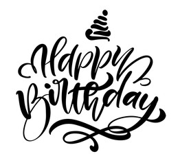 Vector illustration handwritten modern brush lettering of Happy Birthday text on white background. Hand drawn typography design. Greetings card