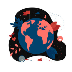 Day of earth vector flat illustration. Concept save the planet and environment	