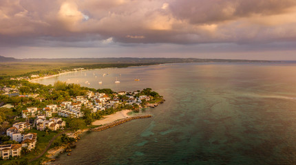 Aerial Images of Jamaica Negril Carribean Beach Sand Ocean Sunset Vacation
