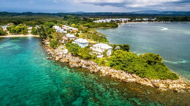 Aerial Images of Jamaica Negril Carribean Beach Sand Ocean Sunset Vacation