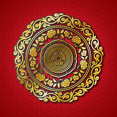 Chinese background with decorative vector ornament.