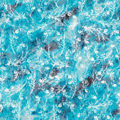 Vintage seamless watercolor pattern of plants, Herbs, flowers, wigs and berries, juniper, pine needles, spike, cereal, wheat, dandelion. flowers watercolor. stylish pattern. Abstract. Modern art