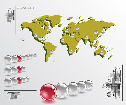 Map with balls as pins