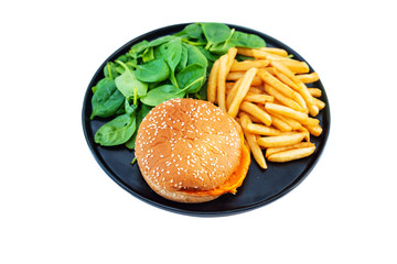 Cheese burger - American cheese burger with Golden French fries