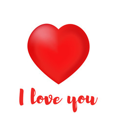 Icon red heart on a white background with the words I love you