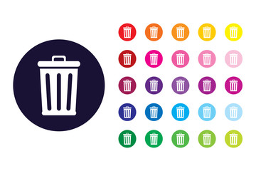 Trash bin sign icon. Trash bin color symbol.