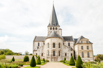Medieval Saint Georges de Boscherville Abbey founded in XII century in Normandy, France