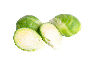 Fresh brussels sprouts isolated on white background