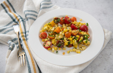 Corn and Cherry Tomato Salad with Fresh Herbs