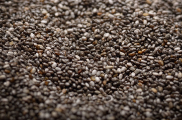 Natural raw healthy organic Chia seeds closeup