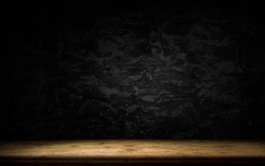 background barrel and worn old table of wood