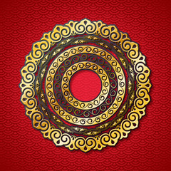 Chinese background with decorative vector ornament.