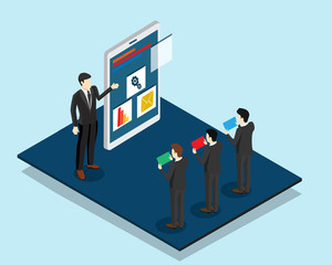 Man present new model technology vector design.