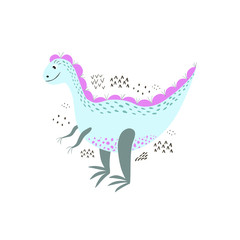 stylish illustration with dinosaur. lovely childish card in spring colors. greeting card,poster,banner illustration. isolated scandinavian cartoon illustration.