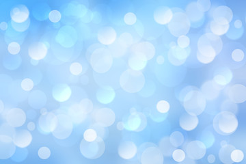 Abstract festive light blue silver bokeh background with colorful circles. Beautiful texture.