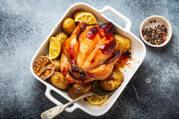 Baked whole chicken