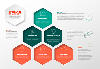 Infographic template with pyramid of hexagons