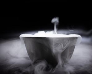 Dry ice smoke on cup