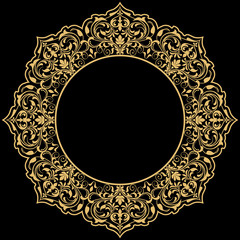 Decorative frame Elegant vector element for design in Eastern style, place for text. Floral golden border. Lace illustration for invitations and greeting cards.