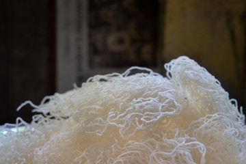 Close up crispy white noodles(made from rice), Rice Vermicelli.