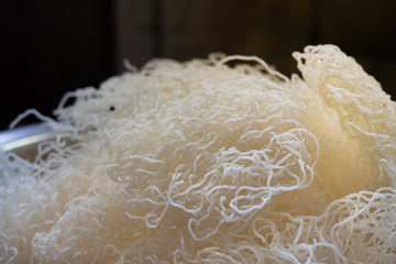 Close up crispy white noodles(made from rice), Rice Vermicelli.